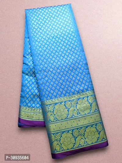 Stylish Art Silk Blue Self Pattern Saree With Blouse Piece For Women-thumb2