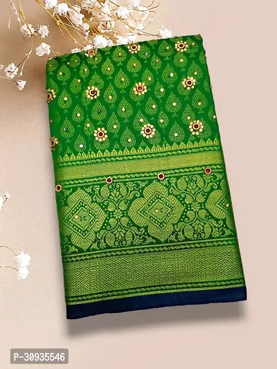 Stylish Art Silk Green Self Pattern Saree With Blouse Piece For Women-thumb0