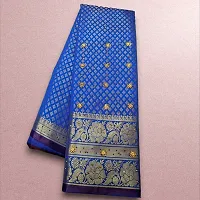 Stylish Art Silk Blue Self Pattern Saree With Blouse Piece For Women-thumb1