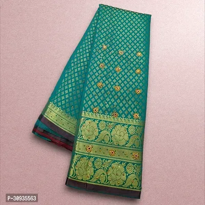 Stylish Art Silk Green Self Pattern Saree With Blouse Piece For Women-thumb2