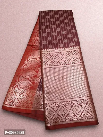 Stylish Art Silk Maroon Self Pattern Saree With Blouse Piece For Women-thumb0