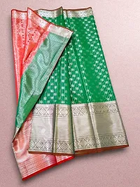 Stylish Art Silk Green Self Pattern Saree With Blouse Piece For Women-thumb1