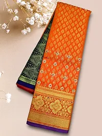 Stylish Art Silk Orange Self Pattern Saree With Blouse Piece For Women-thumb2