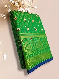 Stylish Art Silk Green Self Pattern Saree With Blouse Piece For Women-thumb1