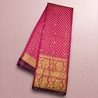 Stylish Art Silk Pink Self Pattern Saree With Blouse Piece For Women-thumb1