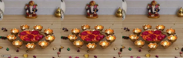 Premium 9 Lotus Diya Shape Urli Bowl For Home And Pooja Decorations Urli Tealight Candle Holder For Home And Office Decor Lotus Urli Bowls (11 Inches,Gold)