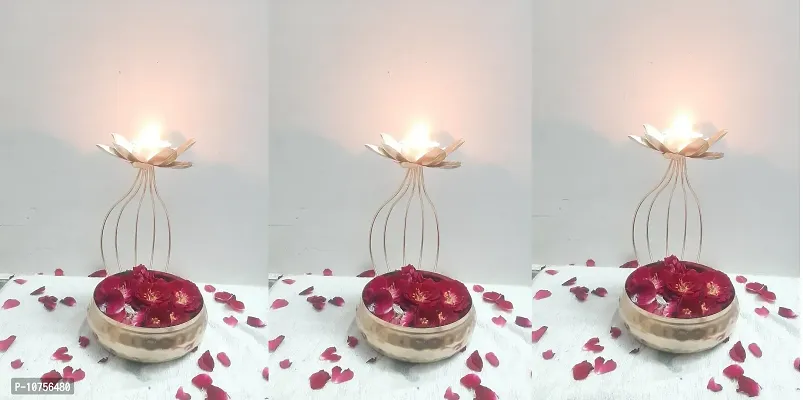 Lotus Shaped Diya For Pooja Worship And Decoration Diwali Home Decoration Items (Height 8 Inch Width 5 Inch)