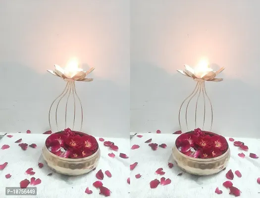 Lotus Shaped Diya For Pooja Worship And Decoration Diwali Home Decoration Items (Height 8 Inch Width 5 Inch)