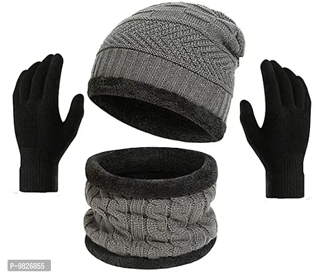FANCY WINTER CAP WITH NACK WARMER WITH GLOVES-thumb0