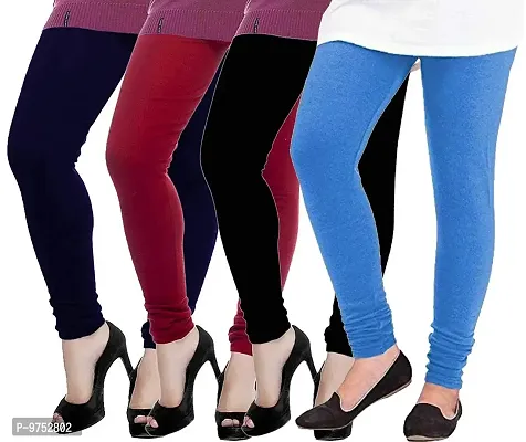 Fablab Women's Woolen Solid Warm Leggings for winter,Thermal bottom wear combo Pack of-4 (Woolen Leggi-4-BMNbSb,Black,Maroon,Navyblue,Skyblue,Free Size)-thumb0