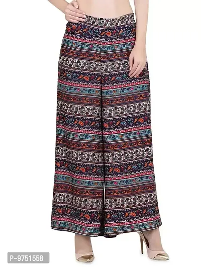 Fablab Multicolor Printed Crepe Plazo for Women with Short Style Inner Lining Pack of-1