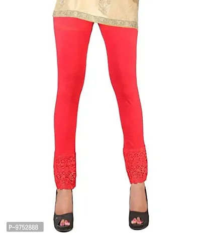 Fablab Women?s Viscose Lycra Designer Bottom Lace Leggings Combo Pack of 2 (LACELEGGI2OY, Orange,Yellow,Freesize)-thumb2