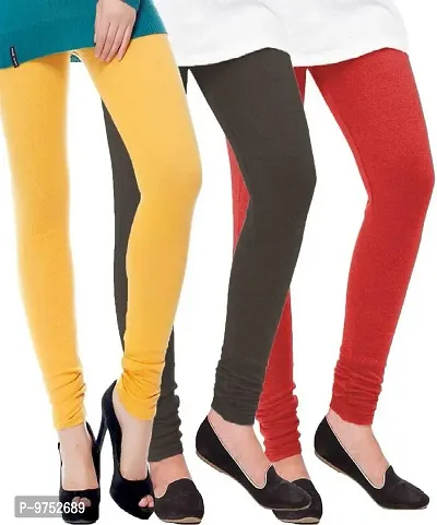 Fablab Woolen Leggings for Women winter bottom wear Combo Pack of 3 (Red, Black and Yellow,Free Size)-thumb0