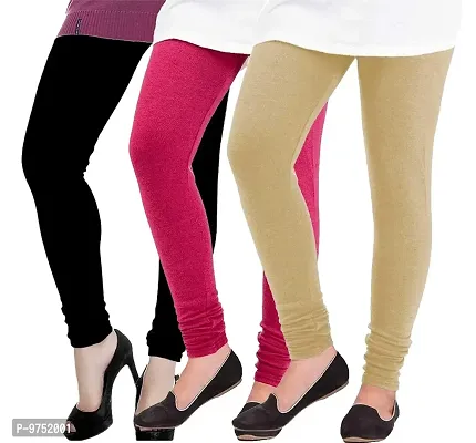 Fablab Woollen Warm Winter legings for womens girls ladies winter wear combo Pack of-3(Black,Pink,Beige)