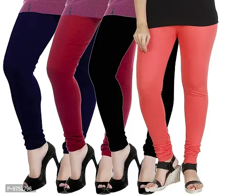 Fablab Women's Woolen Solid Warm Leggings for winter,Thermal bottom wear combo Pack of-4 (Woolen Leggi-4-BMNbPe,Black,Maroon,Navyblue,Peach,Free Size)
