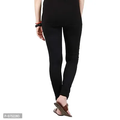 Fablab Women's Slim Fit Cotton Leggings (Leggings-3-Black,Mehandi,Maroon_Black, Mehandi, Maroon_Free Size)-thumb2