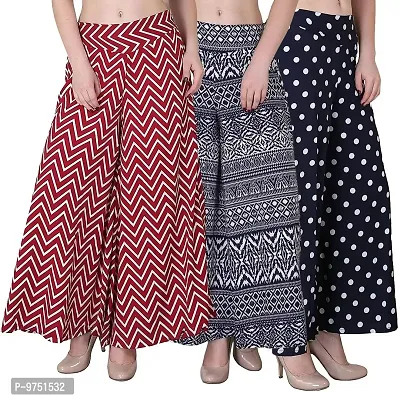 Fablab Women's Loose Fit Palazzo (Pack of 3) (FLPLCRP-S-3-5_Multicolored_Small)