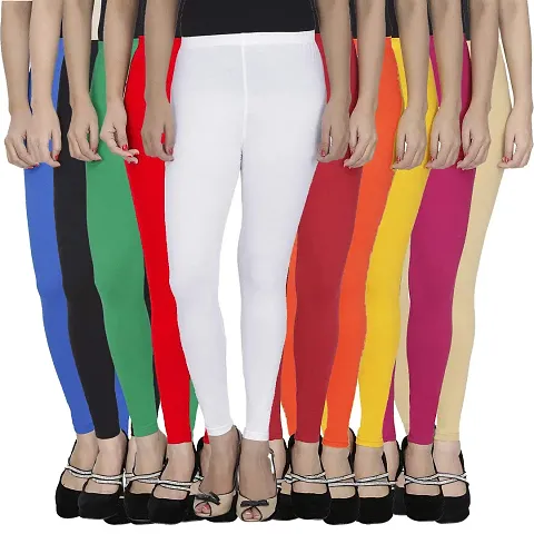 Fablab Women's Lycra Ankle Length Leggings (ALLCLS-160-10-9BlBGRWMOYPBe,Free Size,BlueBlackGreenRedWhiteMaroonOrangeYellowPinkBeige.)