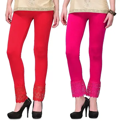 Buy Fablab Women?s Cotton Lycra Ankle Length Leggings Combo Pack