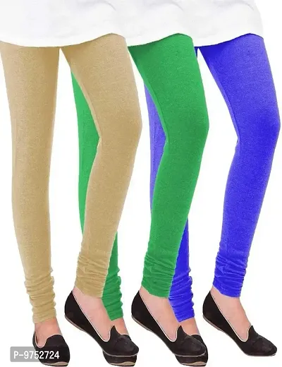 Fablab Woolen Leggings for Women winter bottom wear Combo Pack of 3 (Blue, Green and Beige,Free Size)