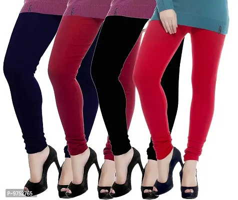 Fablab Women's Thermal Solid Leggings,Woolen Warm bottom wear for winter combo Pack of-4 (Woolen Leggi-4-BMNbR,Black,Maroon,Navyblue,Red,Free Size)-thumb0