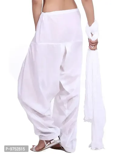 Fablab Women's Slim Fit, Tailored Fit Cotton Patiala Salwar (COTSAL3-38WBBe_White, Black, Beige_Free Size)-thumb2