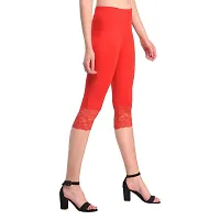 Fablab Girls' Viscose Lycra Solid Calf Length Bottom Lace Capri Pack of 1 (LACE-CAPRI-1-RED ;Red; Waist 24-32 Inches)-thumb3