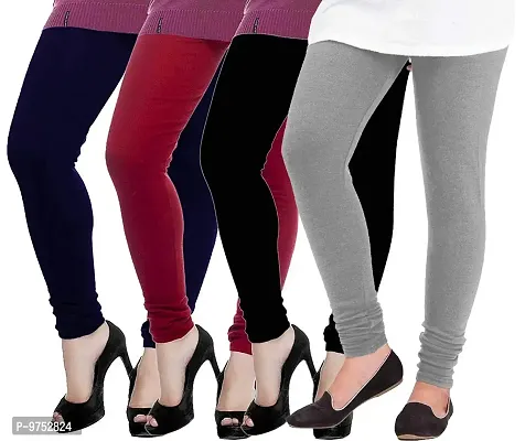 Fablab Women's Woolen Solid Leggings,Thermal bottom wear for winter combo Pack of-4 (Woolen Leggi-4-BMNbLgrey,Black,Maroon,Navyblue,Lightgrey,Free Size)