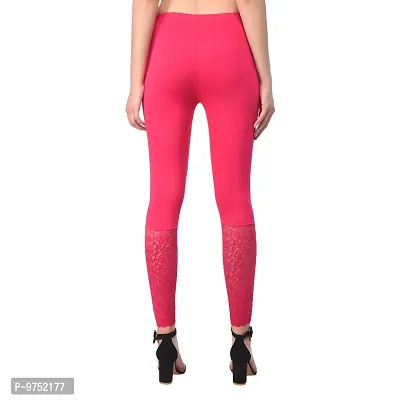 Fablab Women?s Viscose Lycra Slim fit Leggings with Long Lace Bottom Combo Pack of 2 (LONG-LACE-LEGGI-2-BP,Black,Pink,Freesize)-thumb3