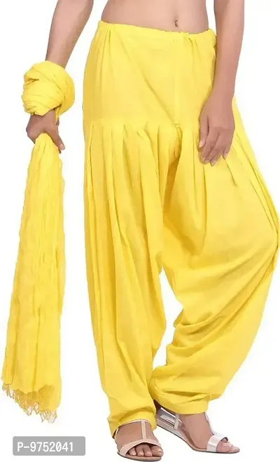 FABLAB Women?s Cotton Patialas Salwar Pyjamas Pack of 1(COTSAL1Lp,LightYellow,FreeSize)