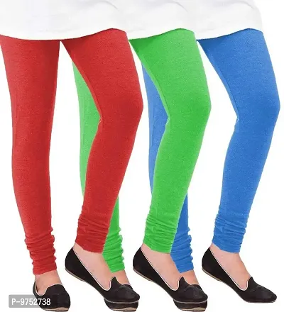 Fablab Woolen Leggings for Women winter bottom wear Combo Pack of 3 (Sky Blue, Green and Red,Free Size)