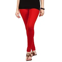 Fablab Cotton Churidar Leggings Combo Pack of 3(Black,Red,White,Free Size)-thumb2