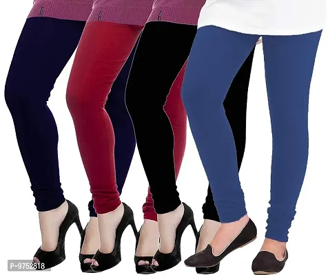 Fablab Women's Woolen Solid Leggings,Thermal bottom wear for winter combo Pack of-4 (Woolen Leggi-4-BMNbPu,Black,Maroon,Navyblue,Purple,Free Size)