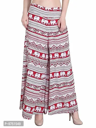Fablab Multicolor Printed Crepe Plazo for Women with Short Style Inner Lining Pack of-1