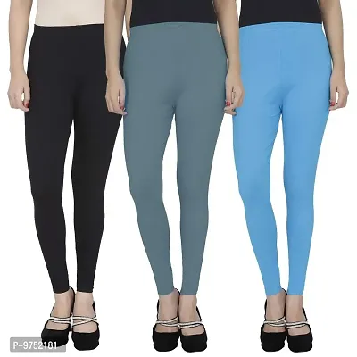 Buy Women's Cotton Lycra Ankle Length Leggings (S, Black) at