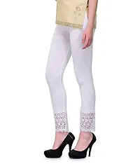 Fablab Women's Skinny Fit Nylon Leggings (LACELEGGI2WBe_White, Beige_Free Size)-thumb3