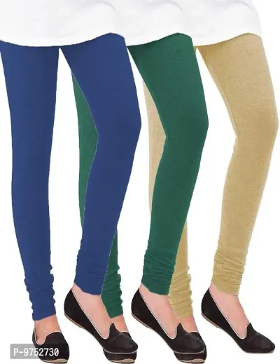 Fablab Woolen Leggings for Women winter bottom wear Combo Pack of 3 (Beige, Dark Green and Navy Blue,Free Size)