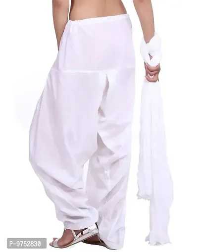 Fablab Women's Slim Fit Cotton Patiala Salwar (COTSAL3-39WBBr_White, Black, Brown_Free Size)-thumb2