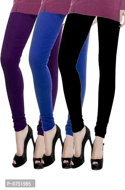 Fablab Woolen Legins for Womens girls for winter season combo Pack of-3(Purple,Blue,Black)