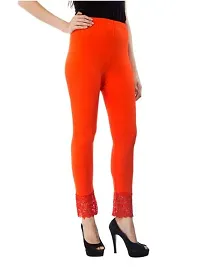 Fablab Women?s Viscose Lycra Designer Bottom Lace Leggings Combo Pack of 2 (LACELEGGI2OY, Orange,Yellow,Freesize)-thumb3