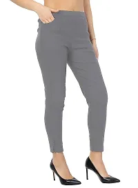 Fablab Women?s Cotton Lycra LumLum Stretchable Slim Fit Cigarette Pants Pack of 1 (LUM1GREY_XXL,Grey,Size-XXL).-thumb1