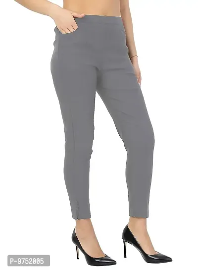 Fablab Women?s Cotton Lycra LumLum Stretchable Slim Fit Cigarette Pants Pack of 1 (LUM1GREY_XXL,Grey,Size-XXL).-thumb2