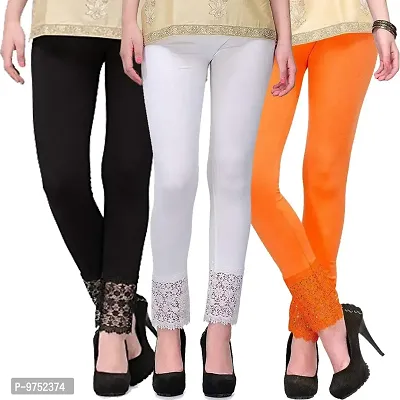 Fablab Women's Tailored Fit Viscose Leggings (LACELEGGI-3-BWO_Multicolor_Free Size)