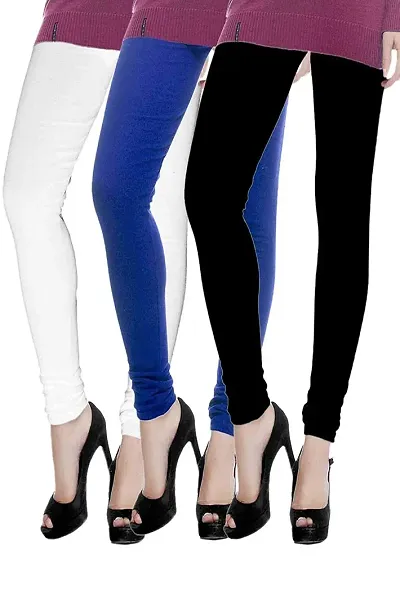 Fablab Winter leggings for girls combo pack of 3(White,Blue,Black,Free Size).