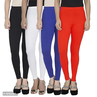 Fablab Women's Tailored Fit Cotton Leggings (ALL-4-B+W+Bl+R_Multicolor_Free Size)-thumb0