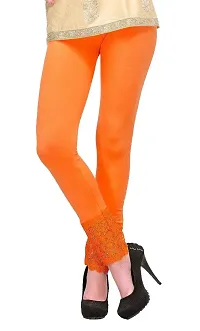 Fablab Women?s Viscose Lycra Designer Bottom Lace Leggings Combo Pack of 2 (LACELEGGI2OY, Orange,Yellow,Freesize)-thumb4