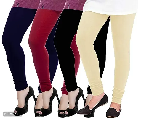Fablab Women's Thermal Solid Leggings,Woolen Warm bottom wear for winter combo Pack of-4 (Woolen Leggi-4-BMNbCr,Black,Maroon,Navyblue,Cream,Free Size)
