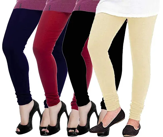 Fablab Women's Woolen Solid Warm Leggings for winter,Thermal bottom wear combo Pack of-4 (Free Size)