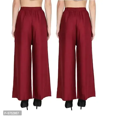 Fablab Women's Casual Rayon Palazzo Pant Combo Pack of-2-thumb2