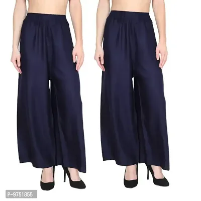 Fablab Women's Casual Rayon Palazzo Pant Combo Pack of-2-thumb0